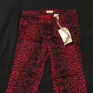 Paris blues black red leopard cheetah print jeans